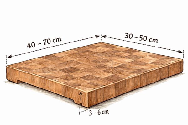 Beispielansicht: Auswahl von Größe und Stärke eines Schneidebretts